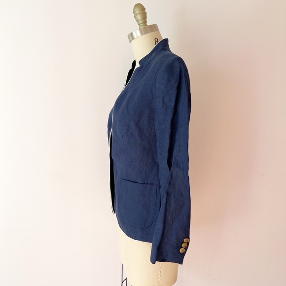 LINEN Talbots Classic Single Button Navy Blue Blazer with Nautical Details 2P - Picture 2 of 6